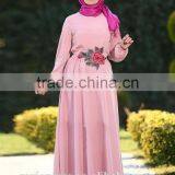 Polyester Rose Waist Muslim Dress/dql Arabian Islamic Polyester Breathable Abaya Kaftan Dresses/loose Fit Middle East Clothing thumbnail-2