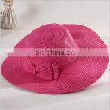 Korean Summer Bowknot Straw Hat Sandbeach Large Brimmed Hat Topee thumbnail-4
