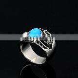 Fashion Onyx Stone Men Silver Titanium Ring thumbnail-4