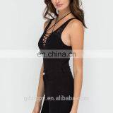 Wholesale Black Stripe Neckline Women Tight Bodysuit thumbnail-4