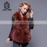 Colourful Winter women pink short fox fur vest