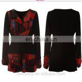 Latest Fashion Blouse Design High Neck Geometric Printed Patchwork Tunic Top thumbnail-3