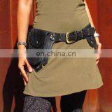 Leather Utility Belt Leather Hip Belt Bag Festival Burning Man Belt With Five Pockets in Leather Waist Belt Bag Funny Style Bag thumbnail-1