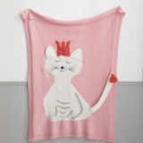 Wholesale 100% Cotton Baby Children Knitted Cotton Blanket thumbnail-4