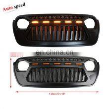 Front ABS Grill With Metal Mesh With 5 Led Lights For Jeep Wrangler JK thumbnail-3