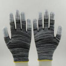 Polyester Knitted PU Fingers Coated Safety Work Gloves thumbnail-2