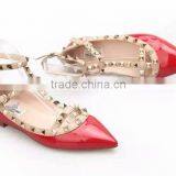 Pointed Toe Lamb Leather Ballet Flats Watercolor Flat Shoes Nice Plating Rivets 5mm Heel thumbnail-4