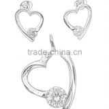 Heart Shaped Design Rhodium Bridal Fashion Jewelry Set