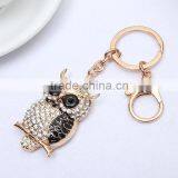 High End New Zin Alloy Metal Crystal Owl Pendant Key Chain Women Bag Accessories Gift