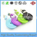 Colored Flat Noodle Micro Usb Charging Cable for Mobile Phone 1M 2M 3M thumbnail-1
