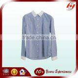 Hot Sale Elegant Lady 100% Cotton Bead Long Sleeve Blue Blouse Pattern