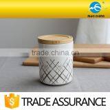 Household Ceramic Cannister With Wooden Lid thumbnail-2