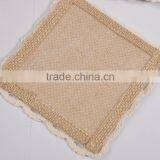 Square Crochet Coasters With Lace Trims,hot Burlap Fabric Crochet Doilies thumbnail-4