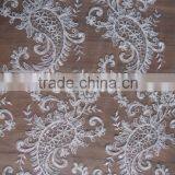 Hot Cheap Embroidered Soft Tulle/tulle African Fabric Lace Fushia Pink/beaded Lace Applique Motif/ thumbnail-1