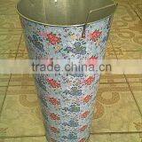 cone galvanized metal flower bucket with handles