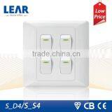 Hight Quality and Low Price Plastic Plate 4 Gang Electrical Switch