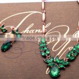 <<<2016 new design Fashion European style personality women jewelry set green crystal necklace earring set/