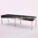Salon Waiting Bench Genuine Leather Knoll Bench