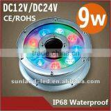 colorful LED 9w underwater light DC12/24V 900lm 2 year warranty 9w led outdoor lighting