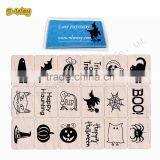 Mini Cartoon Wood Mounted Rubber Stamp Seal Box Kit for DIY