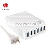 HUNDA White Elegant Lines 60W 5V 6 Port USB Charger