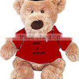 Embroidery Imprinted Promotional Logo Red T-shirt Sitting Bear Dress Scarf Beanbag Bandana T-shirt Bib Tie Ribbon Animal Toys thumbnail-1