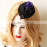 MYLOVE dark purple flower mini top hat lady party hair accessory