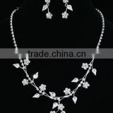 Wedding Crystal Flowers Necklace Earrings Set CS1179