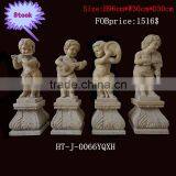 Yellow Marble Four Musical Children Statue In Stock thumbnail-1
