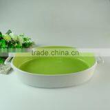 Stocked Cheap Oval Ceramic Bakeware , Color-glazed Ovenware With Two Handles thumbnail-1