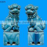 Pottery Aqua Blue Outdoor Lion Efigy thumbnail-1
