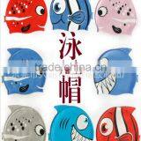 Funny Cartoon Fish and Wave Design Silicone Children Swimming Cap thumbnail-2