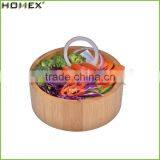Wholesale Small Reusable Bamboo Salad Bowl /Homex_Factory thumbnail-1