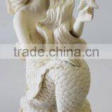 Indoor Decor Stone Carvings White Marble Mermaid Flowing Hair Statue for Hot Sale thumbnail-2