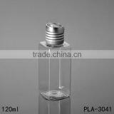 Cosmetic Packaging Flat Shoulder Clear Beard Oil Lotion Square 250ml Rectangle Plastic Shampoo Bottle With Golden Disc Top Cap thumbnail-3