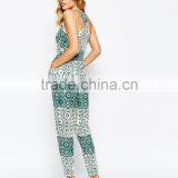 2015 Fashionable Hot Sale OEM Customized Mosaic Print Mariah Cross Back Jumpsuit thumbnail-3