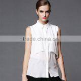 Your Own Design Your Own Label Clothing Garment Customized Sleeveless Chiffon Ladies New Fashion Chiffon Blouse 2016 thumbnail-4