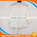 Women Pleated White and Black Chiffon Blouse Collar Design thumbnail-5