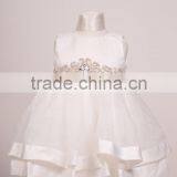 2017 Hot Selling Plain White Baby Girl Short Party Wear Dress thumbnail-1