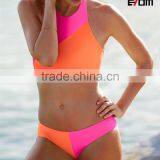 NEW!2016 Xxx Hot Sex Colorblock High-neck Top Bikini Hot Korean Teen Girl Bikini thumbnail-1