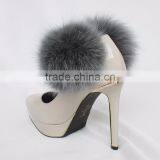 Myfur Newest High-Heeled Women Shoes Customized Removable Double Real Fox Fur Pom Poms thumbnail-3