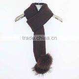 Myfur New Woollen Knitted Scarf With Natural Raccoon Fur Pom Pom thumbnail-1