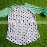 Wholesale Baby Girl Raglan Sleeve Shirt Boutique Cotton Shirt Polka Dot With Solid Color Baby Girl Ruffle Matches Shirts thumbnail-1