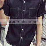 Short Sleeve Shirt Retro Plus-size Half Sleeve Lining Cowboy Clothing thumbnail-4