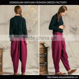 Women linen pants with pockets on front