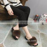 Factory Supply Stylish and Soft Real Fox Fur Slide Sandals for Women thumbnail-3