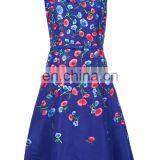 MIKA2532 Sleeveless Colourful Floral Embroidery Flared Clothing