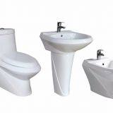 Hot selling ceramic cheap 3 pcs white color toilets and sinks bidet