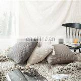 Solid Color Knit Square Cushion Cover Tassel Pillowcase thumbnail-7