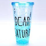 Double Wall Beautiful Plastic Water Bottle With Straw 450ml thumbnail-1